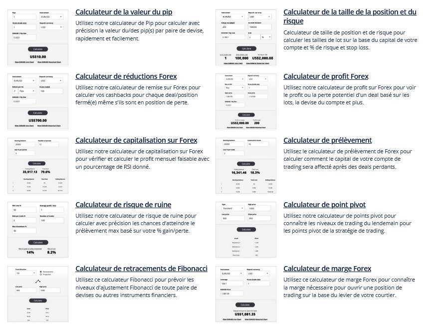 calculateur de trading